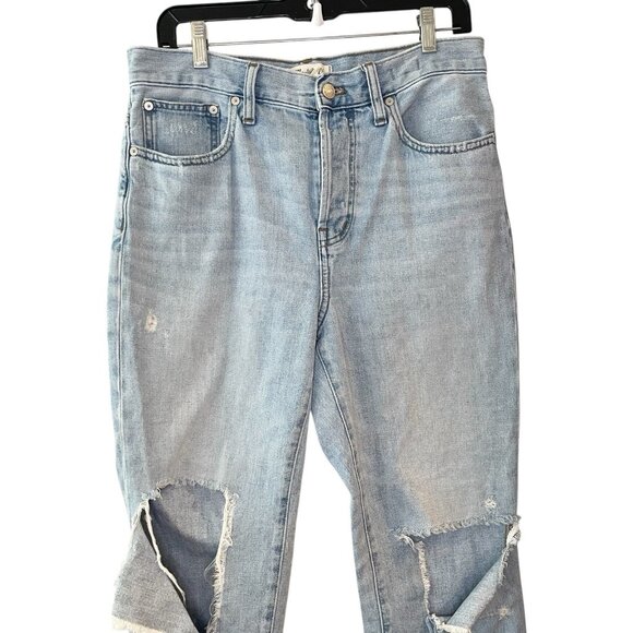 Madewell Jeans Denim The Perfect Vintage Distressed Ripped Light Wash Button Fly - Picture 3 of 10